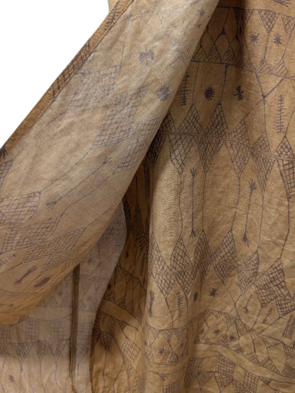 Lauren Ralph Lauren Vintage Womens Size 6 Tan Linen Aztec Tribal Wrap Tie Skirt - Picture 5 of 12